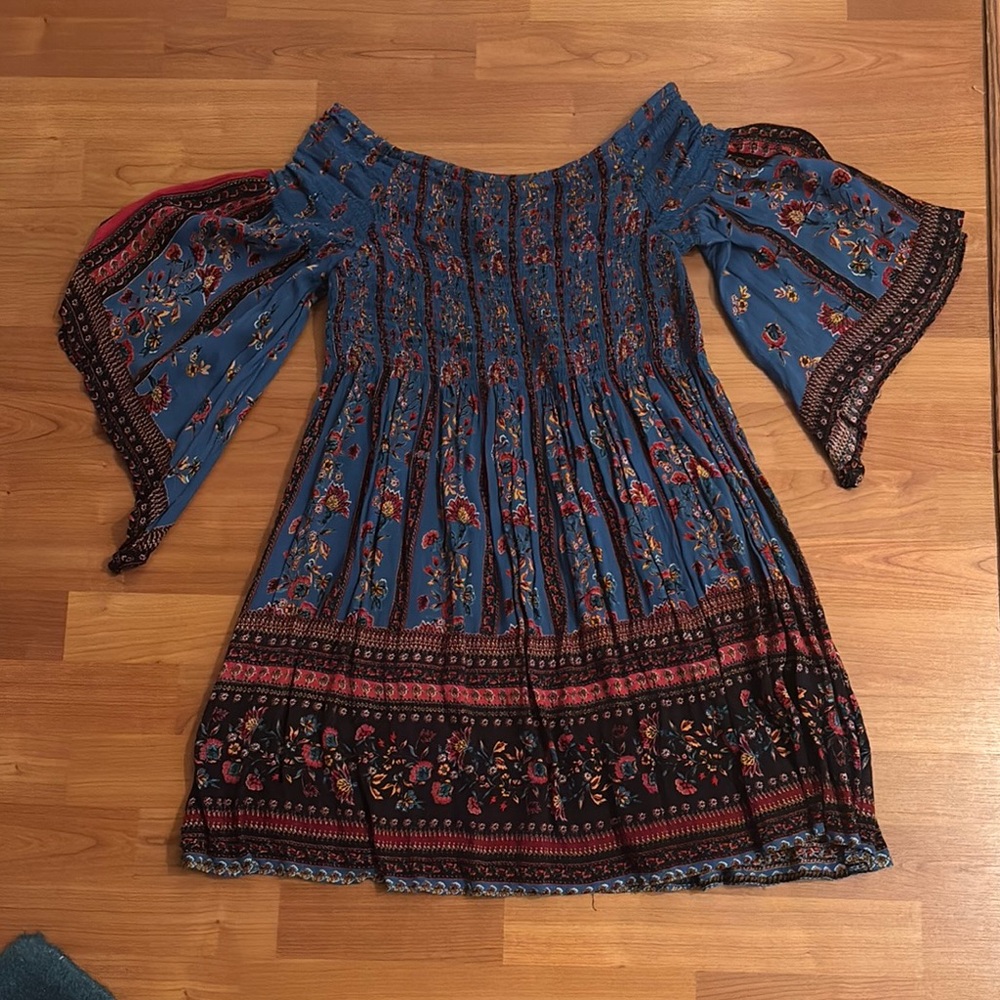 Altar'd State Blue and Black Strapless Dress